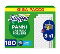 Swiffer Chiffons capture de la poussière, 180 chiffons en microfibre sèche, capture de la poussière et de la saleté, idéal pour tous les types de sols et pour les poils d'animaux, Giga Format