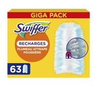 Swiffer Duster Plumeau 63 recharges | Capture poussière, saleté, poils et allergènes, même dans les coins difficiles. Rapide et efficace. Manche vendu séparément.
