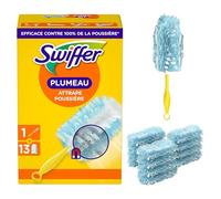 Swiffer Duster Plumeau Kit de Démarrage (1 Manche + 13 Recharges), Capture Poussière, Poils & Allergènes, Efficace Contre 99.9% des Poussières, Atteint Les Coins Difficiles, Rapide et Efficace