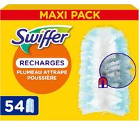 Swiffer Duster Plumeau Recharges, Pack Économique 54 Unités (6x9), Attrape et Retient 3X Plus de Poussière et Cheveux, Efficace Contre 100% des Poussières Domestiques, Manche Vendu Séparément