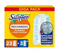 Swiffer Duster Plumeau Recharges x23 + 3 Lingettes balais humides | 23 unités, 3 lingettes humides. Capture poussière, saleté, poils, allergènes. Rapide.