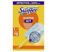 Swiffer Kit de démarrage Aimant à poussière (1 Manche + 7 recharges) Capture et retient jusqu'à 3 Fois Plus de poussière et de Poils qu'un plumeau Ordinaire