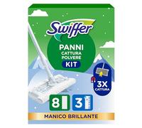 Swiffer Kit de démarrage pour Le Nettoyage des planchers en Bois et Autres matériaux, Comprend : 1 Balai, 8 Chiffons de Capture, 3 Chiffons de Nettoyage