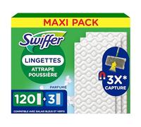 Swiffer Lingettes Balai Attrape-Poussière Sèches X120 & Humides x3 | Attrape et retient 3x plus de poussière. Pour poils d'animaux.