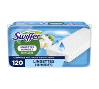 Swiffer Lingettes Humides Pour Balai Attrape-Poussière, 120 Lingettes Humides, Parfum Fraîcheur du Matin, Attrape Et Retient 3x Plus de Poussière qu'un Balai Classique, Balai Vendu Séparément