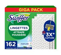 Swiffer Lingettes Sèches pour Balai Attrape-Poussière 162 lingettes | Attrape et retient 3x plus de poussière qu’un balai classique. Idéal pour les poils. Balai vendu séparément.