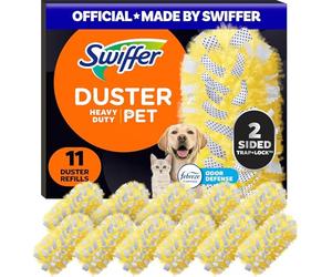 Swiffer Lot de 11 recharges de plumeaux Robustes pour Animaux de Compagnie, Multi-Surfaces 360 avec Protection Contre Les odeurs Febreze