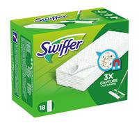 Swiffer Serpillère sèche - Recharges 18 chiffons - Contre poussière, poils d'animaux et allergènes