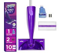Swiffer Kit de démarrage WetJet – Balai électrique, 10 tampons, solution de nettoyage, piles