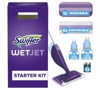 Swiffer WetJet Kit De Démarrage Système De Spray Tout-En-Un Swiffer WetJet Pour Tous Types De Sol Avec 1 Lingette Microfibre Lavable Et 6 Lingette Jetable