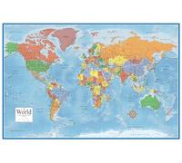 Swiftmaps Carte du monde murale plastifiée 61 x 91 cm