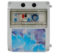 SWIMHOME Tableau électrique piscine avec garde-moteur, 1 CV (4-6,3 A), horloge, 2 transformateurs 100 W 12 V AC, IP55