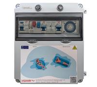 SWIMHOME Tableau électrique pour piscine avec contacteur pour moteur, convient pour chlorateur, transformateur 100 W et télécommande (pompe 1 à 2 CV (6-10 A)
