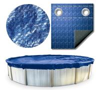 SWIMLINE HYDROTOOLS Super Guard Bâche d'hiver pour piscines Hors Sol | pour piscines Rondes de 4,8 m | Taille de la Housse de 5,8 m | Bleu/Noir | Treuil et câble Inclus | PCO819