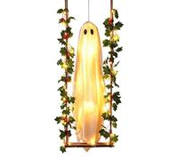 Swinging Porch Ghost with Light - 120cm Christmas Ornament Ghost Decor for | Ghost Decor for Outdoor Indoor Patio Porch Garden Yard Tree | Holiday Party Swinging Porch Ghost with Light 120cm Christmas
