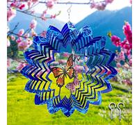 SwirlColor Wind Spinner Metal pour Jardin Grand Carillon Extérieur Suspendu avec Clous Muraux Sculptures de Vent Papillon en Acier Inoxydable (30 * 30 cm)