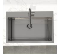 Swiss Aqua Technologies Aurum Évier de cuisine encastrable en inox 304, 68x45x21 cm, Gun Metal brossé PVD