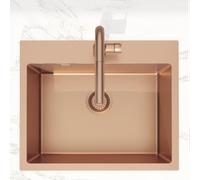 Swiss Aqua Technologies Aurum Évier de cuisine encastrable inox 304, 1 bac, 55x45x21 cm, Cuivre brossé PVD