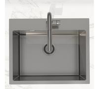 Swiss Aqua Technologies Aurum Évier de cuisine encastrable inox 304, 1 bac, 55x45x21 cm, Gun Metal brossé PVD
