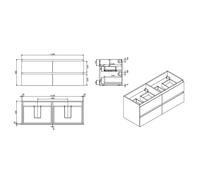 Swiss Aqua Technologies - B-Way 120x46x27 cm double vasque semi-encastrée en marbre coulé pour meuble de salle de bain BWAY2120OAK, blanc (CU12046)