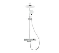 Colonne bain/douche avec douchette 3 jets, Mitigeur thermostatique, Barre réglable en hauteur Blanc/Chrome