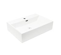Swiss Aqua Technologies - Cube Way 60x42 cm lavabo suspendu en céramique avec trou pour robinetterie au milieu, sans siphon ni mitigeur, blanc (SATCW6