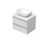 Swiss Aqua Technologies - Cube Way 60x47,5x46 cm meuble de salle de bain suspendu 2 tiroirs avec plaque + vasque, blanc mat (CUBE3D46602ZBKD)