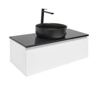 Swiss Aqua Technologies - Ensemble meuble avec plaque de recouvrement et mitigeur et vasque et plan - SAT - B-WAY 1 - 99x30x45 - blanc brillant - Blan