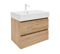 Swiss Aqua Technologies - Ensemble meuble avec vasque SAT et mitigeur - B-Way - 2 tiroirs 79x50x45 - chêne mat - Chêne