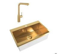 Swiss Aqua Technologies - /Grohe - Set Aurum Évier de cuisine encastrable inox 304 , 68x45x21 cm + Essence Mitigeur monocommande