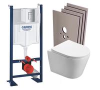 Swiss Aqua Technologies - Pack WC Bâti autoportant + WC sans bride SAT Infinitio + Abattant softclose + Plaque Chrome mat + Set habillage