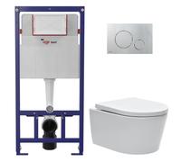 Swiss Aqua Technologies - Pack WC bâti ECO 2L Swiss Aqua Technologies + WC suspendu Swiss Aqua Technologies + plaque chrome brillant (STESTBRWR05-FR)
