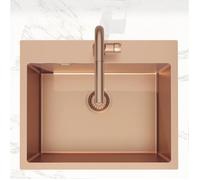 Swiss Aqua Technologies Aurum Évier de cuisine encastrable inox 304, 1 bac, 55x45x21 cm, Cuivre brossé PVD