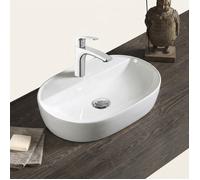 Swiss Aqua Technologies - Vasque à poser ovale en céramique 60 x 40 cm - blanc brillant - avec trou de robinetterie - sans...