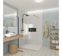 Swiss Aqua Technologies - Walk-in 140x200cm Paroi en verre Crystal Glass® 8 mm anticalcaire, avec bras et profilés noir mat (SATBWI140PRC)
