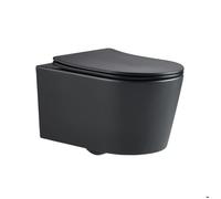 Swiss Aqua Technologies - WC suspendu sans bride et fixations invisibles + abattant frein de chute, Noir mat (BlackSATrimless) - BlackSATrimless