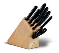 Swiss Classic, bloc à couteaux, bois de hêtre, 10pcs, noir