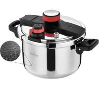 Swiss Haus Autocuiseur 6L tous feux dont induction Acier inoxydable Cuisine | Autocuiseur inox 6L, ouverture une main, pression 2 niveaux, tous feux dont induction, cuisson 70% plus rapide.