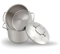 SWISS HAUS - Couscoussier Zermatt Glacier Collection SH-VC24 - Tous Feux dont Induction - Acier Inoxydable 2-en-1 - Ø24cm 12L - Cuisine Saine Sans PFAS Poignées Froides