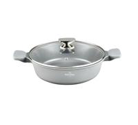 Swiss Haus Faitout 40cm avec couvercle 9,9L Tous feux dont induction Gris | Faitout 40cm antiadhésif Sapphire™ sans PFAS avec couvercle verre, aluminium forgé, tous feux dont induction.