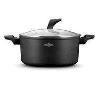 SWISS HAUS Faitout Lake Geneva 20 cm 3,0 L Antiadhésif Sapphire, Noir | Revêtement céramique Sapphire™ sans PFAS · Capacité 3,0 L · Couvercle en verre trempé · Tous feux dont induction