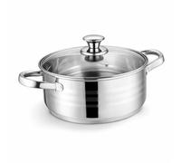 SWISS HAUS Faitout Montreux Inox 30 cm Induction avec Couvercle | acier inoxydable, fond triple couche induction, couvercle en verre, cuisson homogène, poignées froides, lave-vaisselle