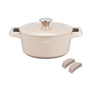 SWISS HAUS Faitout Zurich Luxury 20 cm Antiadhésif Sapphire, Beige | Revêtement céramique Sapphire™ sans PFAS · Couvercle en verre · Tous feux dont induction · Design bicolore