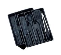 SWISS HAUS - Set 13 Pièces Cuisine - Lake Geneva Collection Noir - Couteaux Chef 20cm Pain 15cm Utilitaires Office - Cuillère Spatule Pince Range-Couverts SH-KS13B