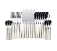 SWISS HAUS Set de 24 Couverts de Table en Acier Inoxydable Finition à bords lisses Blanc