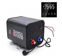 SWISS OUTDOOR Chauffe-eau hybride 6 l pour camping-car, camping-car, van, bateau et abri de jardin, 12 V CC et 230 V CA, écran LCD avec contrôle de la température