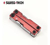 SWISS TECH - ciseaux multi-outils 12 en 1, équipement de survie en plein air, portable, EDC, outil multifonction, cadeaux pour hommes Red