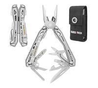 Swiss+Tech Pince Multifonction en Acier Inoxydable 16 en 1 avec Verrou Sûr | Couteau Multifonction avec Etui Pince Scie Tournevis Lime pour Camping Randonnée