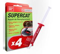 SWISSINNO Appât de Rechange en Seringue SuperCat Beurre de Cacahuète pour Pièges à Souris et Rats - Appât Alimentaire Haute Attraction, Compatible Pièges Souris et Rat, Application Facile, Lot de 4
