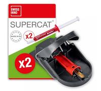 SWISSINNO Piège à Souris Pro SuperCat - 2 pièges avec 2 seringues appât | Prêt à l'emploi, capture instantanée, hygiénique, réutilisable, spécifique aux nuisibles ciblés, usage maison